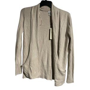Rachel Zoe Womens Open Front Cardigan Sweater Size S Beige Long Sleeve Pockets
